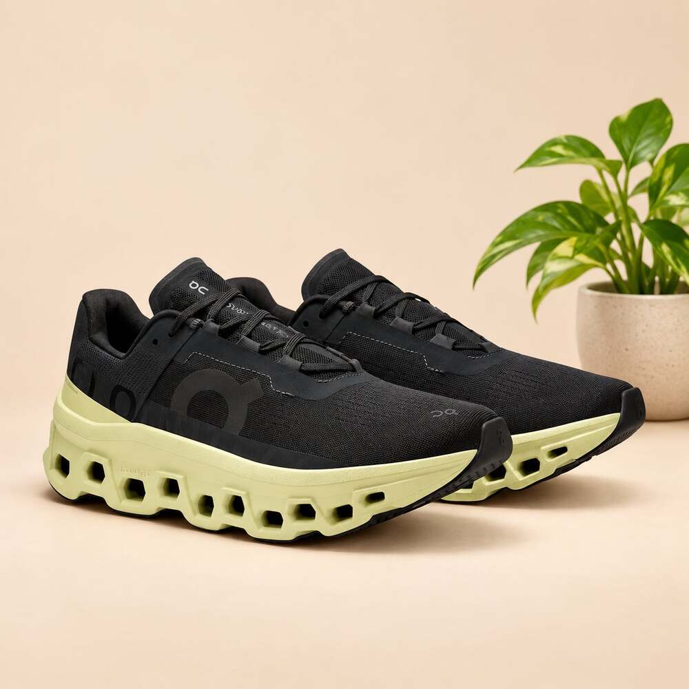 NWT On Men’s Cloudmonster Running Shoes Black/Acacia Size 13